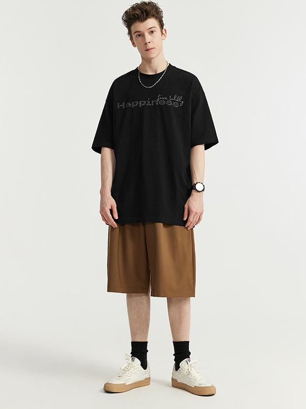 Live Boldly Happiness Embroidered T-Shirt in Black Color 4