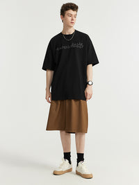 Live Boldly Happiness Embroidered T-Shirt in Black Color 5