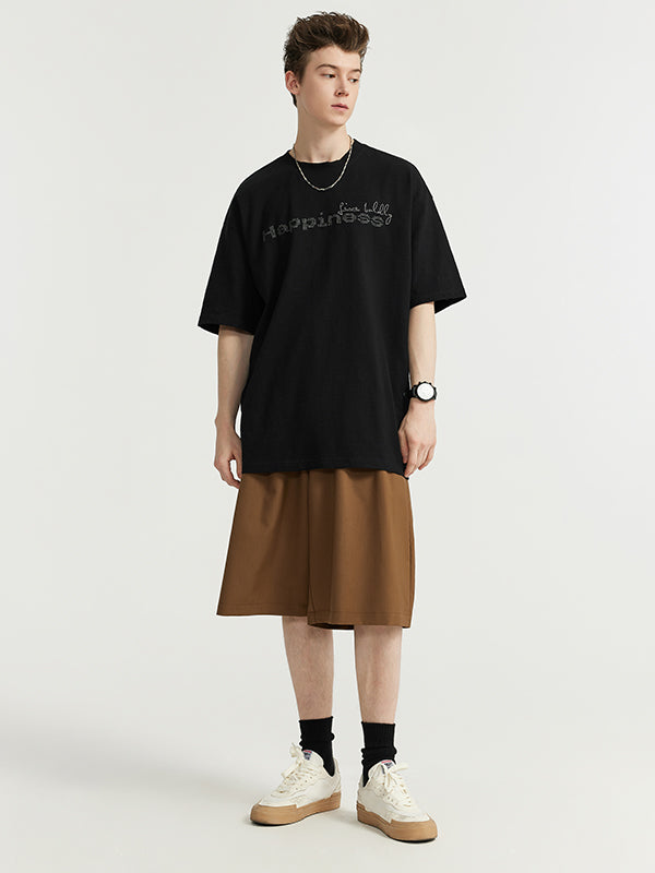 Live Boldly Happiness Embroidered T-Shirt in Black Color 5