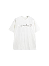 Live Boldly Happiness Embroidered T-Shirt in White Color