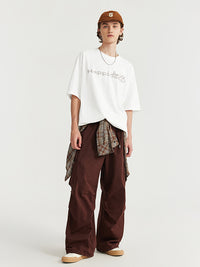 Live Boldly Happiness Embroidered T-Shirt in White Color 3