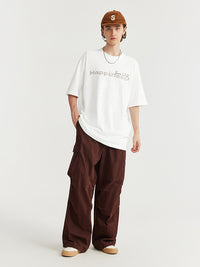 Live Boldly Happiness Embroidered T-Shirt in White Color 4