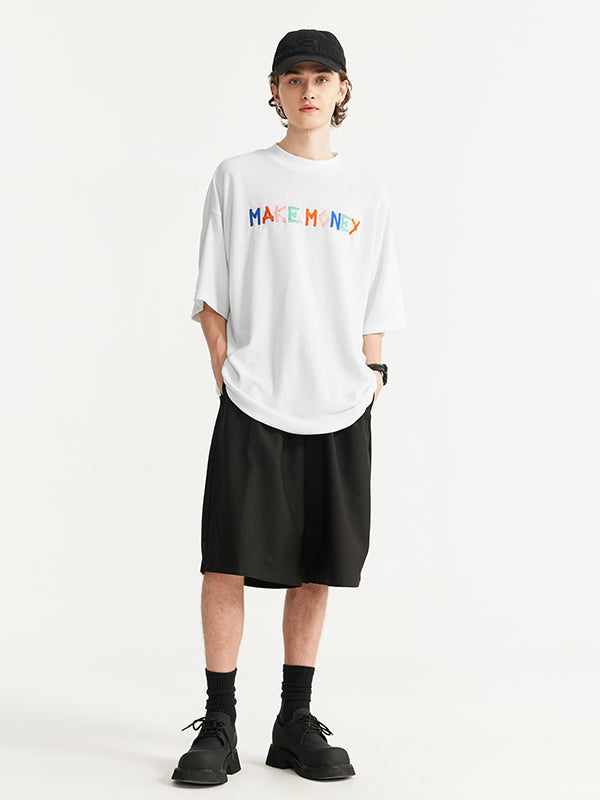 "Make Money" Embroidered T-Shirt in White Color 7
