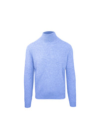 Malo Blue Wool Cashmere Turtleneck Sweater 3