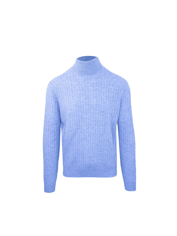 Malo Blue Wool Cashmere Turtleneck Sweater 3