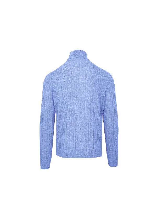Malo Blue Wool Cashmere Turtleneck Sweater 4