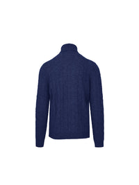Malo Blue Wool Cashmere Turtleneck Sweater 5