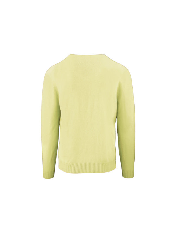 Malo Yellow Wool Cashmere V-Neck Pullover Sweater