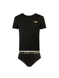Moschino Gold Logo T-Shirt & Briefs Set