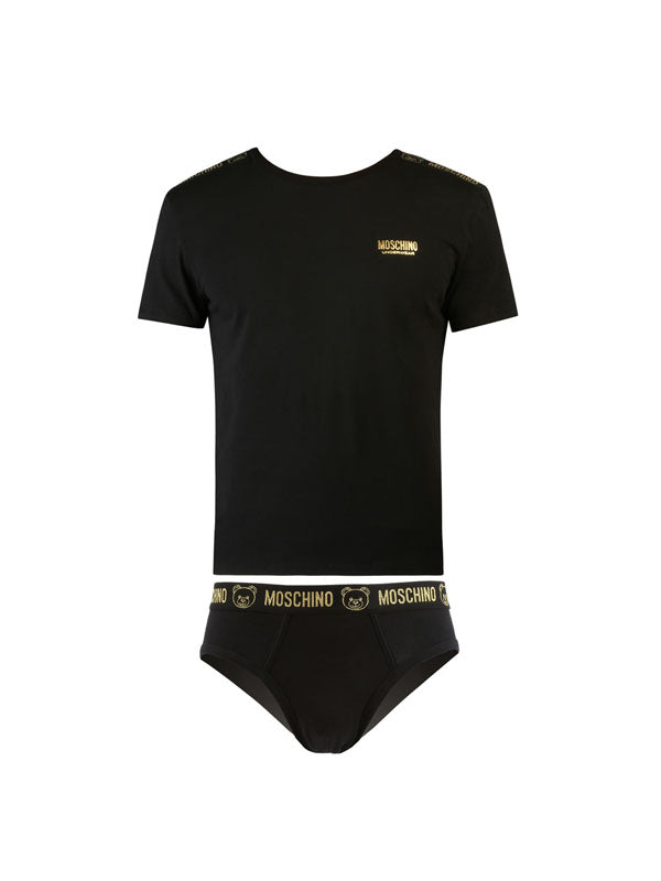 Moschino Gold Logo T-Shirt & Briefs Set