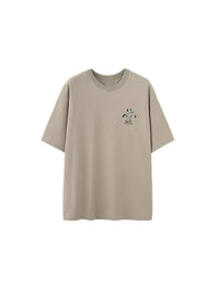 "Nature" Bonsai Plant Crack Print T-Shirt in Khaki Color