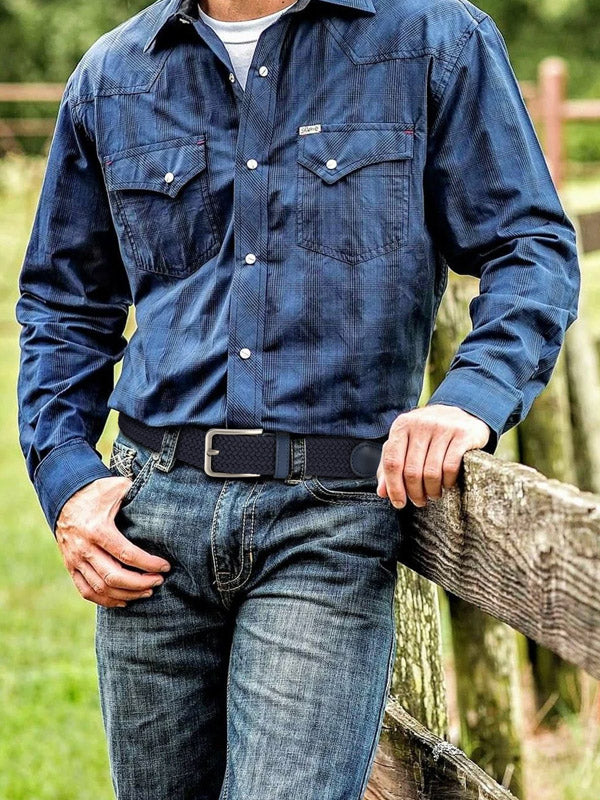 Navy Elastic Braided Belt 3