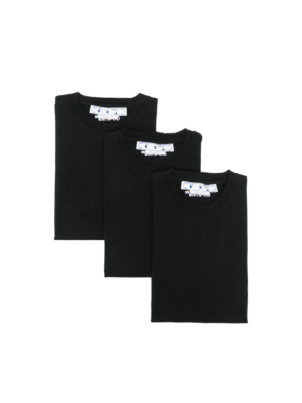Off-White Black Tripack Cotton T-Shirt Set