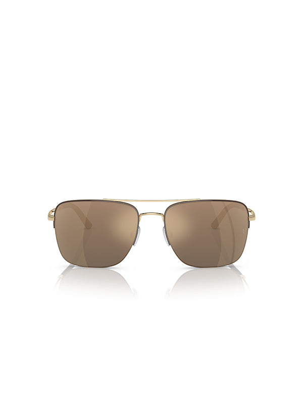 Oliver Peoples Roger Federer R-2 Sunglasses in Umber/Gold Desert Flash Mirror Color 2