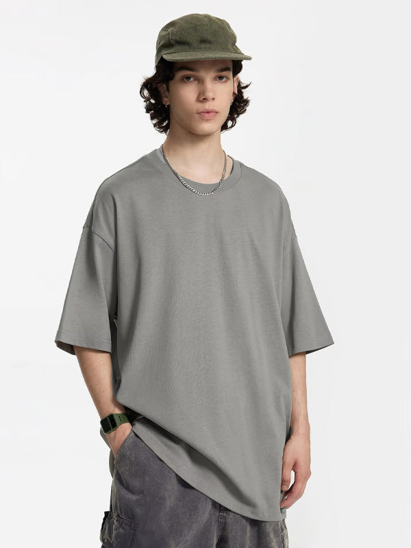 Oversized Drop Shoulder Short Sleeve T-Shirt in Grey Color 3