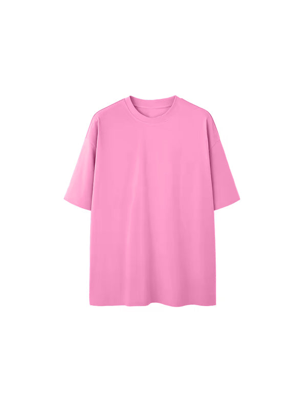 Oversized Drop Shoulder Short Sleeve T-Shirt in Pink Color