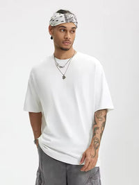 Oversized Drop Shoulder Short Sleeve T-Shirt in White Color 2