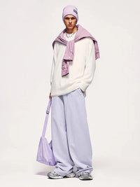 Purple Heavyweight Sweatpants with Adjustable Leg Open 3
