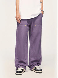 Purple Straight Leg Cargo Pants 4