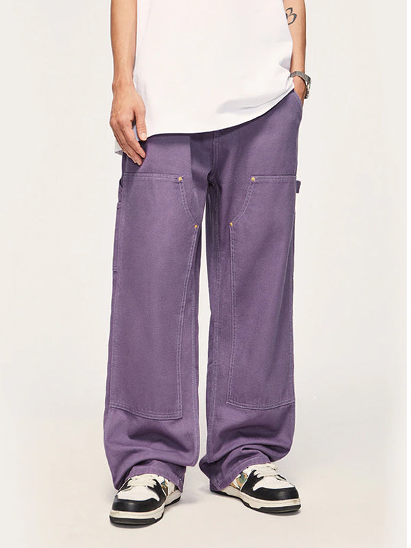 Purple Straight Leg Cargo Pants 4