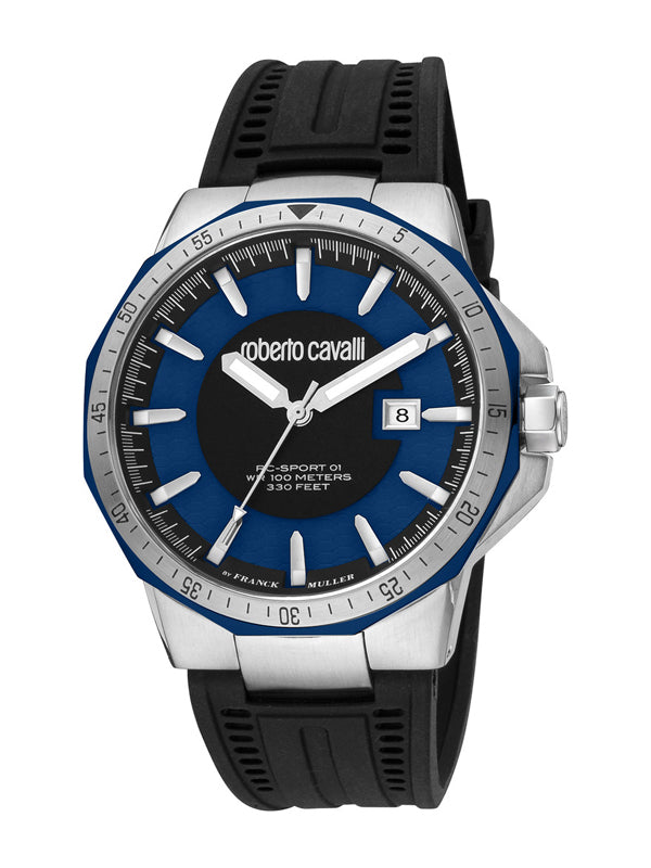 Roberto Cavalli By Franck Muller Classic Blue/Rubber 44mm Watch