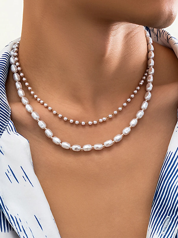 Set of 2 Pearl Beads Necklaces 3