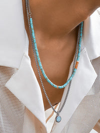 Set of 2 Stone Beads & Pendant Necklaces 4