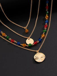 Set of 4 Colorful Beads & Gold Color Necklaces 3