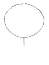 Silver Rectangle Pendant Necklace