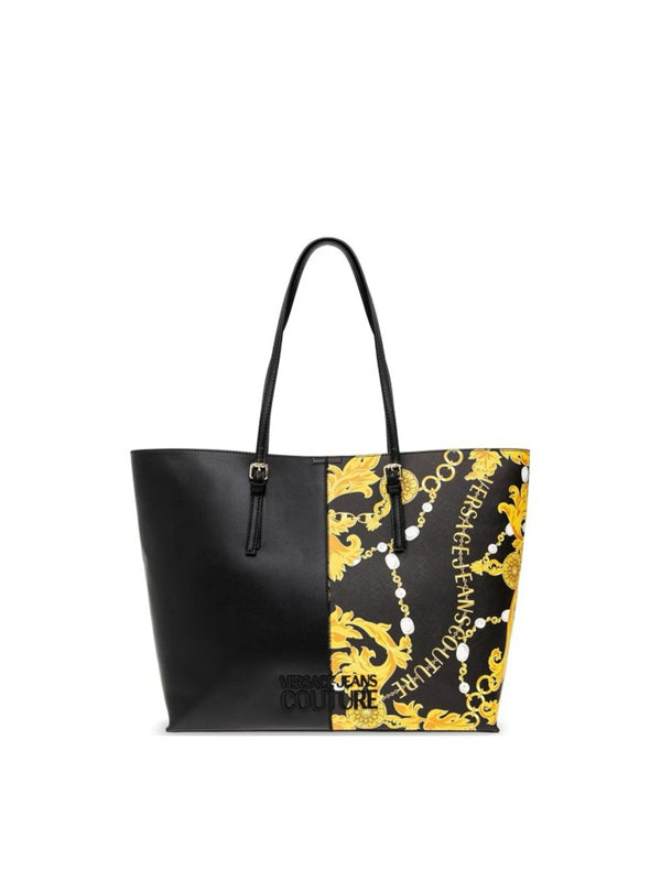 Versace Jeans Couture Baroque Pattern Leather Tote Bag