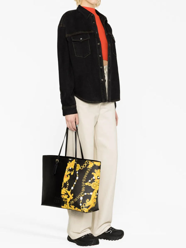 Versace Jeans Couture Baroque Pattern Leather Tote Bag 2