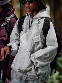 Windbreaker Jacket in Light Grey Color 4