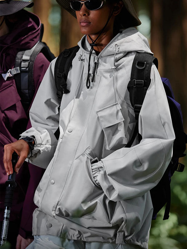 Windbreaker Jacket in Light Grey Color 4