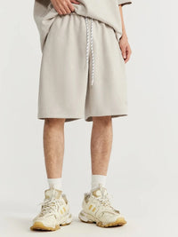Embossed "Protection" Suede T-Shirt & Shorts Set in Beige Color 10