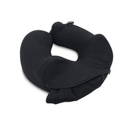 Travelmall Inflatable Neck Pillow With Patented Pump and Foldable Hood in Black Color