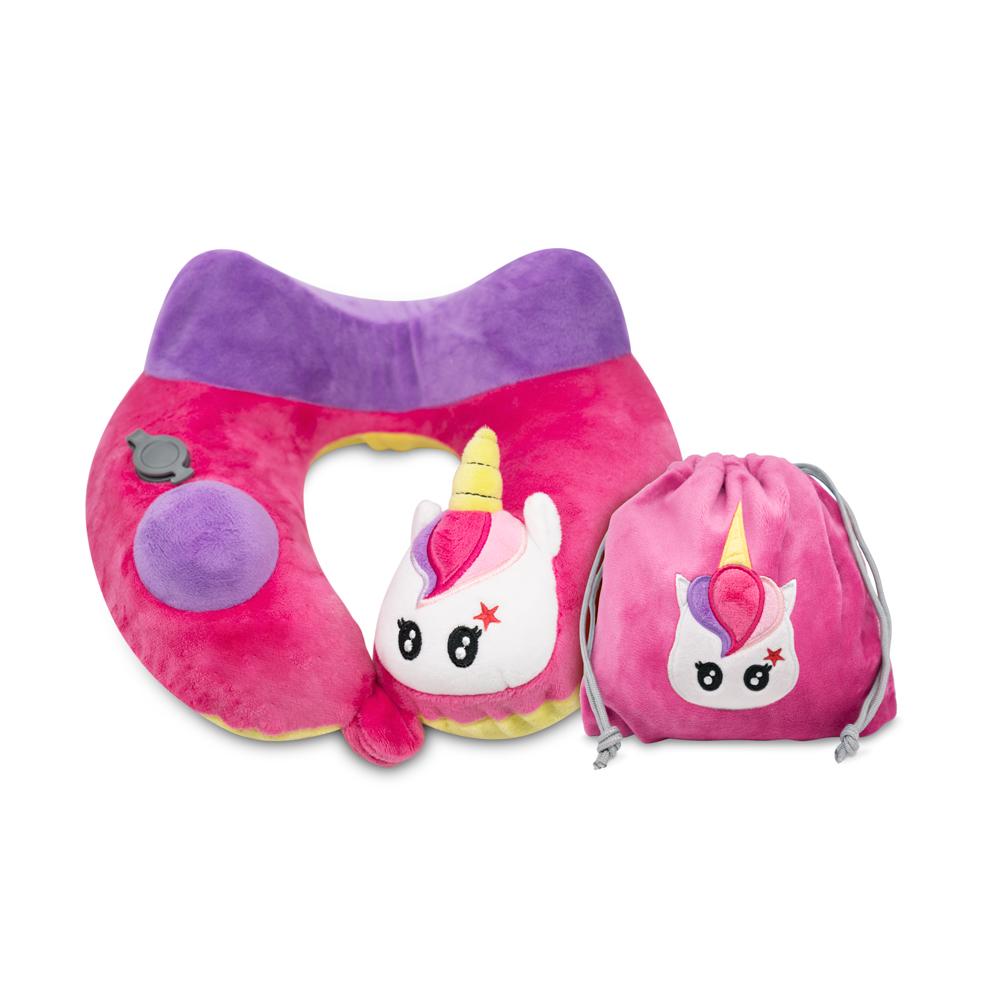 Travelmall Kid's Inflatable Neck Pillow With Patented 3D Pump, Unicorn Edition