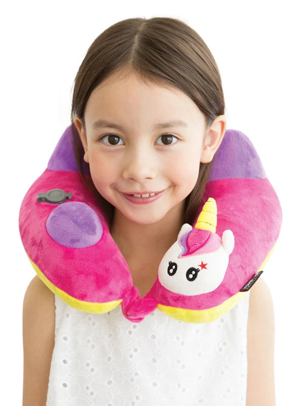Travelmall Kid's Inflatable Neck Pillow With Patented 3D Pump, Unicorn Edition