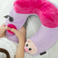 Travelmall Kid's Inflatable Neck Pillow With Patented 3D Pump, Piglet Edition