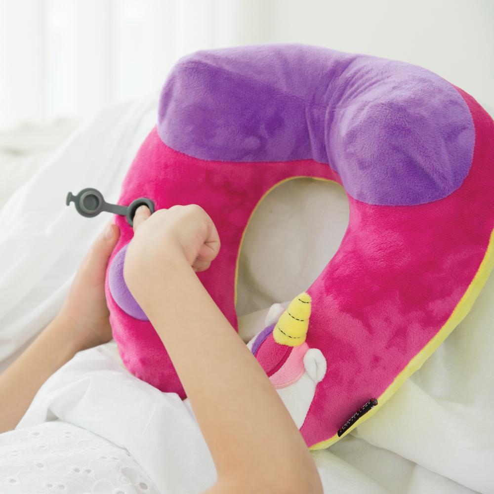 Travelmall Kid's Inflatable Neck Pillow With Patented 3D Pump, Unicorn Edition