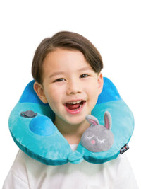 Travelmall Kid's Inflatable Neck Pillow With Patented 3D Pump, Rabbit Edition