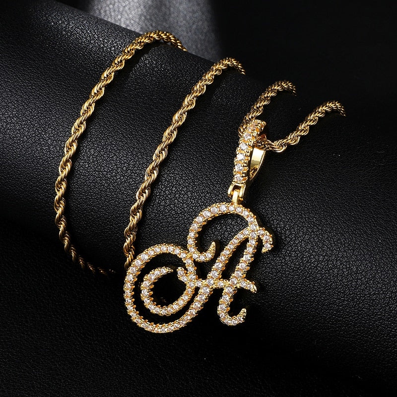 Alphabet Bling Necklace in Silver Color
