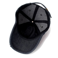 Black Distressed Denim Baseball Cap 4