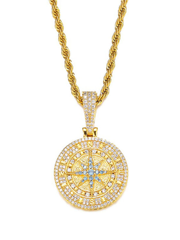 Compass Rope Chain Necklace in Gold Color