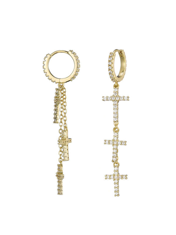 Dangling Cross Earring in Gold Color 2