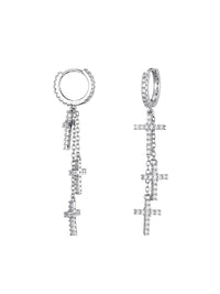 Dangling Cross Earring in Silver Color