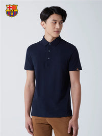 Determinant x FC Barcelona Regal Pique Polo Navy Shirt 3
