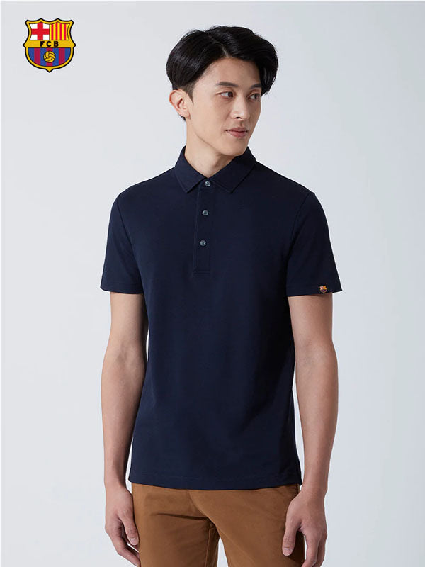 Determinant x FC Barcelona Regal Pique Polo Navy Shirt 3