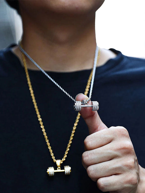 Dumbbell Rope Chain Necklace in Silver Color 2