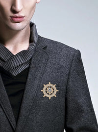 Black with Blue Helm Brooch 2