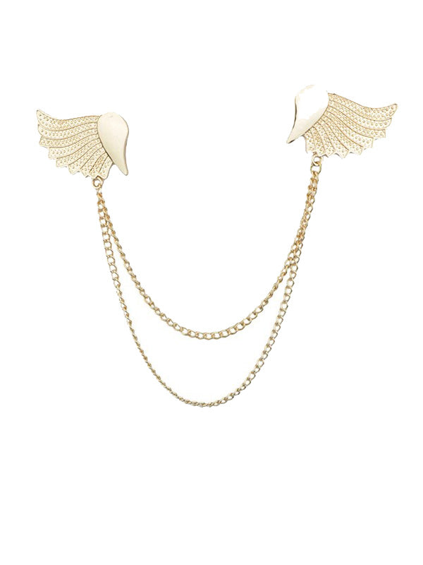 Gold Wings with Chain Brooch